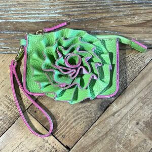 Jazzd Green &‎ Pink Floral Wristlet Clutch Wallet Bag